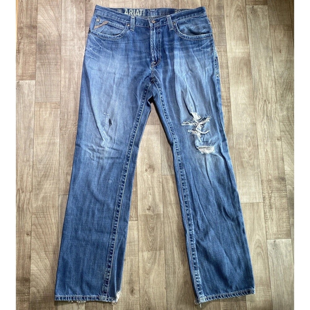 ARIAT Jeans M4 Low Rise Boot Cut Men's Size 36 X36 Blue Western Denim Distressed